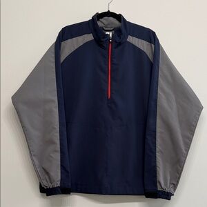 FootJoy Men’s Navy Blue and Gray Windbreaker Ref 1/2 Zip Pullover Jacket Size L